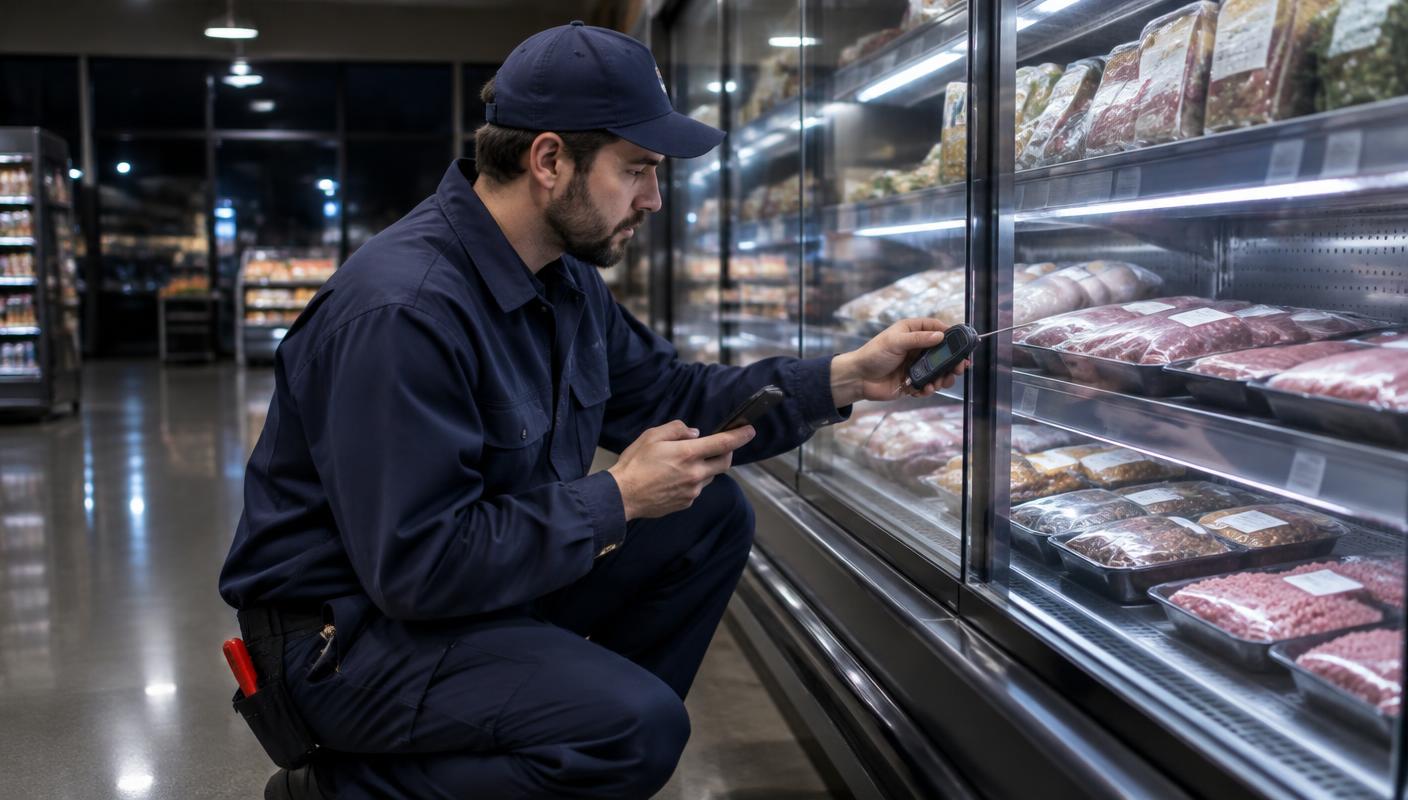 On-call technician checking a cabinet at night