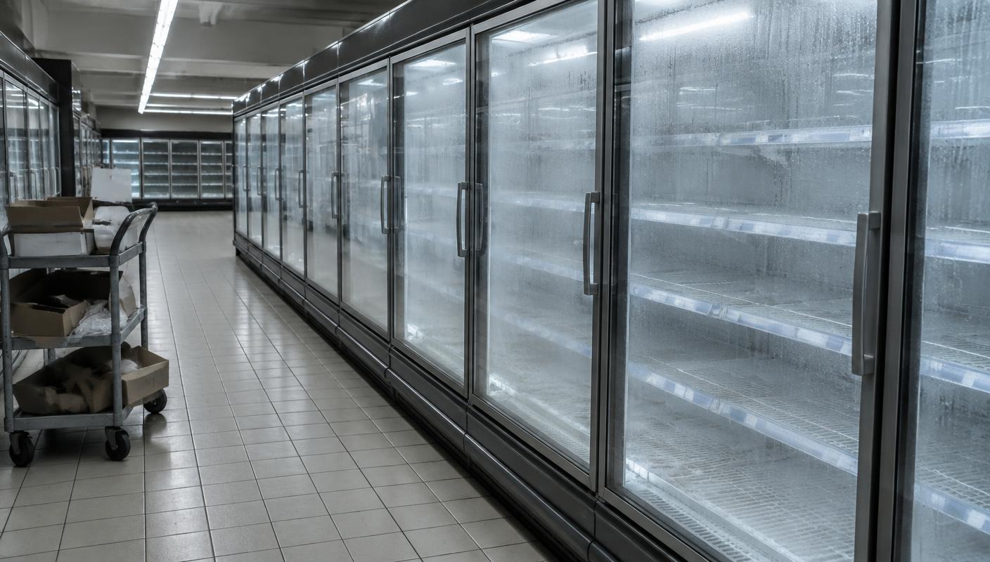 Emptied frozen food aisle after the attack