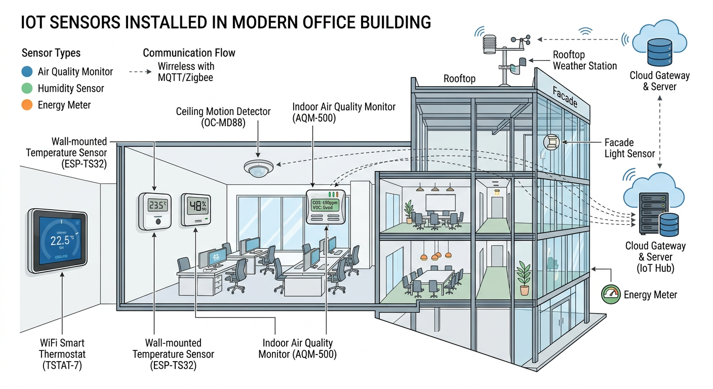 Sensores IoT utilizados en edificios inteligentes